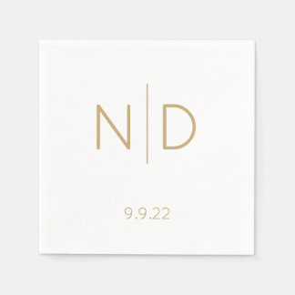 Eenvoudig Elegant Monogram Gold Weddenschap met Da Servet