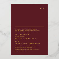 Eenvoudig Elegant Monogram Goud | Maroon Burgundy