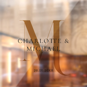 Eenvoudig, Elegant, Monogram, Huwelijk Raamsticker