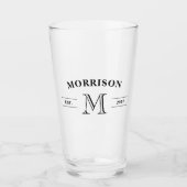 Eenvoudig Elegant Monogram & Jaar Glas (Voorkant)
