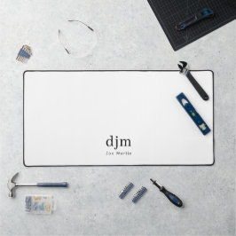 Eenvoudig Elegant Monogram Minimalistisch Zwart-wi Bureaumat