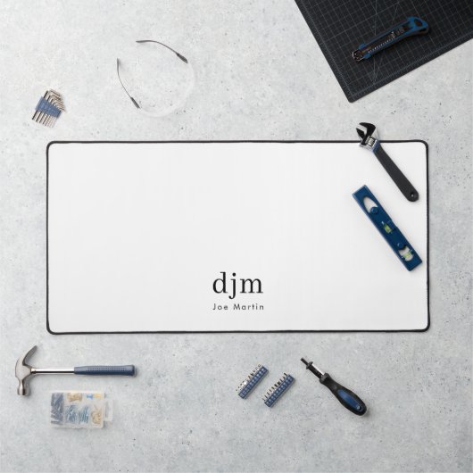 Eenvoudig Elegant Monogram Minimalistisch Zwart-wi Bureaumat (Werkstation)