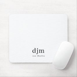 Eenvoudig Elegant Monogram Minimalistisch Zwart-wi Muismat