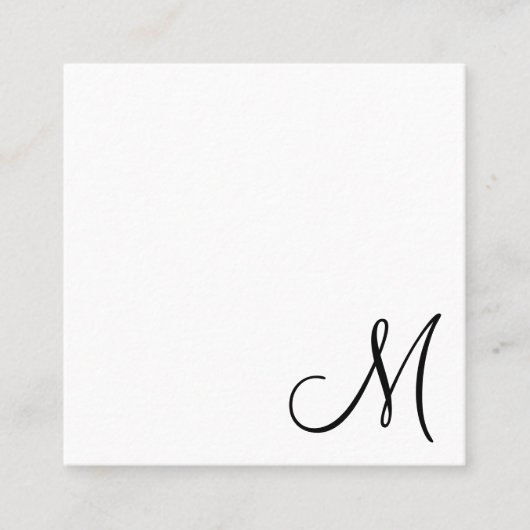 Eenvoudig Elegant Monogram Modern Vierkante Visitekaartje (Voorkant)