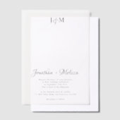 Eenvoudig Elegant Monogram & Script Overlay Weddin Vellum Uitnodigingen (Offset)