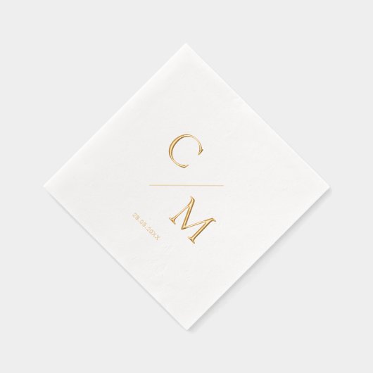 Eenvoudig Elegant Monogram Weddenschap Folie Servetten (Rechts)