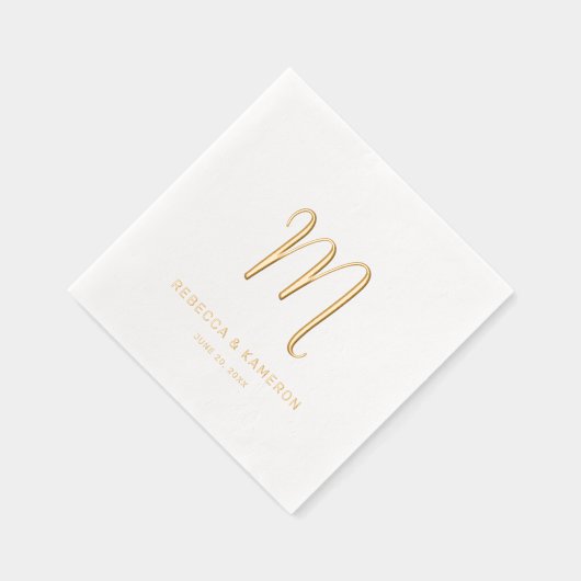 Eenvoudig Elegant Monogram Weddenschap Gold Folie Servetten (Rechts)