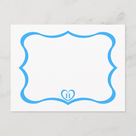 Eenvoudig Elegant Monogramed Briefkaart #Blue (Voorkant)