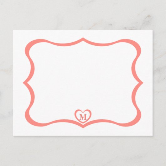 Eenvoudig Elegant Monogramed Briefkaart #Peach (Voorkant)