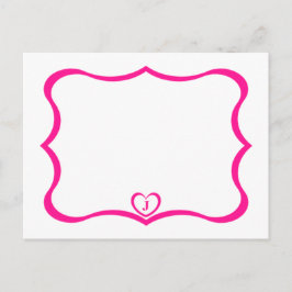 Eenvoudig Elegant Monogramed Briefkaart #Pink