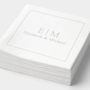 Eenvoudig Elegant Monogrammed Minimal Wedding Zilv Folie Servetten