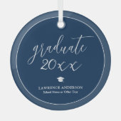 Eenvoudig Elegant Navy Blue 2024 Afstuderen Afstud Glas Ornament (Voorkant)