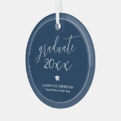 Eenvoudig Elegant Navy Blue 2024 Afstuderen Afstud Glas Ornament (Voorkant links)