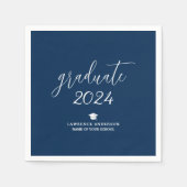 Eenvoudig Elegant Navy Blue Afstuderen 2024 Afstud Servet (Voorkant)