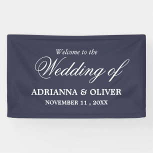 Eenvoudig Elegant Navy Blue Welcome Weddenschap Spandoek