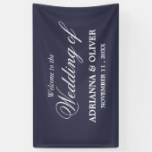 Eenvoudig Elegant Navy Blue Welcome Weddenschap Spandoek (Verticaal)