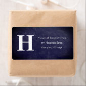 Eenvoudig Elegant Navy Blue White Monogram Initiaa Etiket (Insitu)