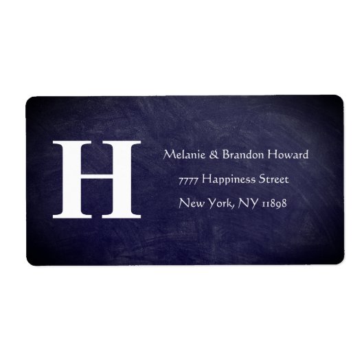 Eenvoudig Elegant Navy Blue White Monogram Initiaa Etiket (Voorkant)