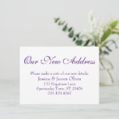 Eenvoudig, elegant ons nieuwe adres Paars op wit Informatiekaartje (Staand voorkant)