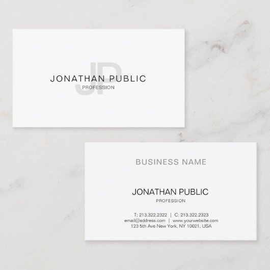 Eenvoudig elegant ontwerpmonogram Trendy Modern Visitekaartje (Voorkant / Achterkant)