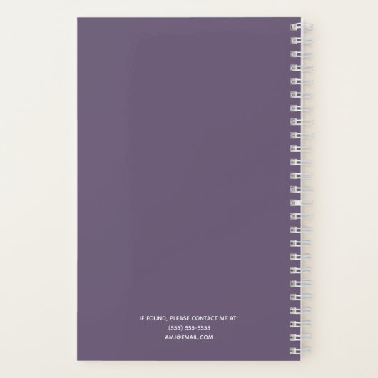 Eenvoudig Elegant Paars Grape Personalized Notitieboek (Achterkant)