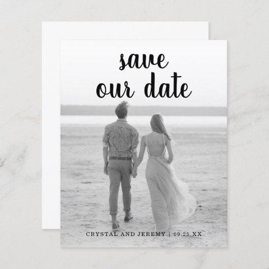 Eenvoudig Elegant Photo Budget Weddenschap Save th (Voorkant / Achterkant)