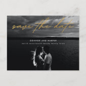 Eenvoudig Elegant Photo Gold White slaat de datum  Aankondigingskaart (Voorkant)