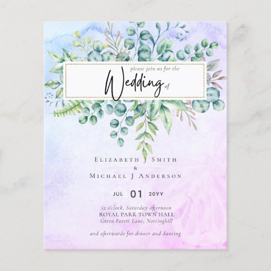 Eenvoudig Elegant PurpleBlue Eucalyptus BUDGET uit Flyer (Voorkant)