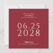 Eenvoudig Elegant Rode Plein Bewaar de Datum met F Save The Date (Voorkant)