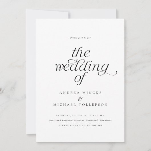 Eenvoudig Elegant Romantisch Alles in Eén Trouwfee Kaart (Voorkant)