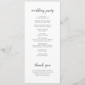 Eenvoudig elegant romantisch script bruiloft programma (Achterkant)