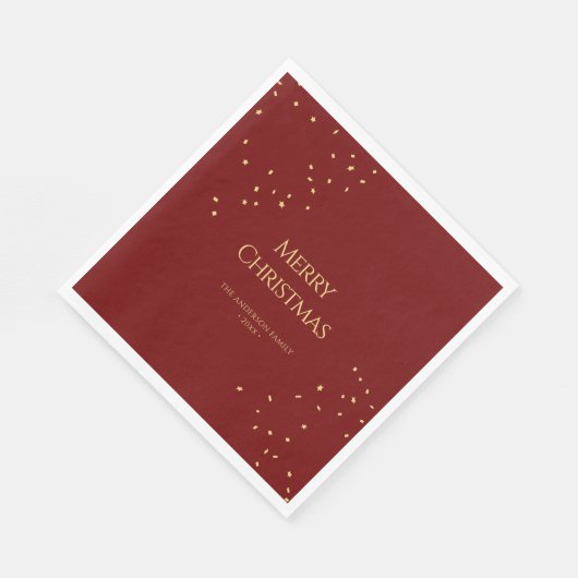 Eenvoudig Elegant Rood & Goud Confetti Vrolijk Ker Servet (Hoek)