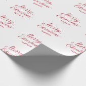 Eenvoudig Elegant Rood Script Modern Christmas Cadeaupapier (Hoek)