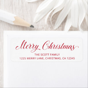 Eenvoudig Elegant Rood Script Modern Christmas Etiket