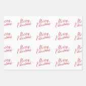 Eenvoudig Elegant Rood Script Modern Christmas Inpakpapier Vel (Voorkant)
