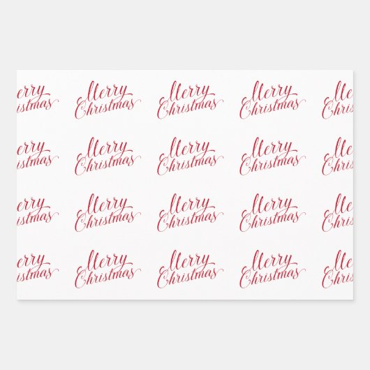 Eenvoudig Elegant Rood Script Modern Christmas Inpakpapier Vel (Voorkant)
