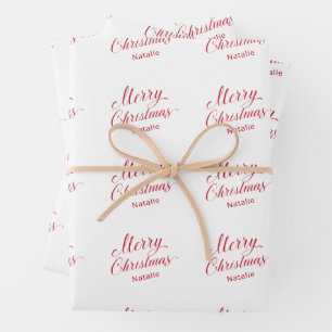 Eenvoudig Elegant Rood Script Modern Christmas Inpakpapier Vel