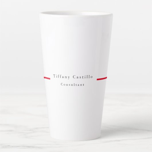 Eenvoudig Elegant Rood Wit Minimalistisch Modern Latte Mok (Voorkant)