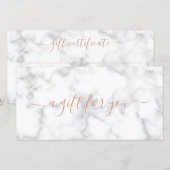 Eenvoudig Elegant Roos Gold Marble Gift Certificat (Voorkant / Achterkant)