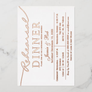 Eenvoudig elegant Roos Gold-repetitief diner Folie Uitnodiging