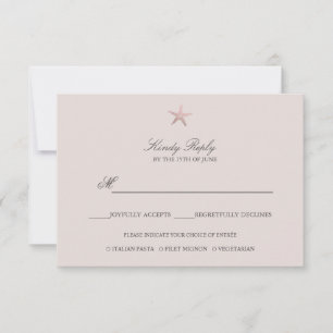 Eenvoudig Elegant Roos Gouden Folie Zeester menu-o RSVP Kaartje