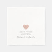 Eenvoudig & elegant roos-hart op witte bruiloft servet (Voorkant)