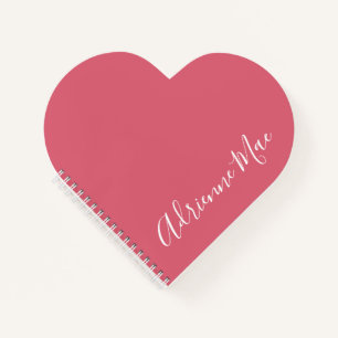 Eenvoudig elegant Roos roze, persoonlijk hart Notitieboek