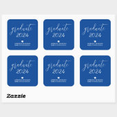 Eenvoudig Elegant Royal Blue 2024 Afstuderen Afstu Vierkante Sticker (Vel)