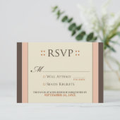 Eenvoudig Elegant RSVP-kaart (baby roze/chocolade) RSVP Kaartje (Staand voorkant)