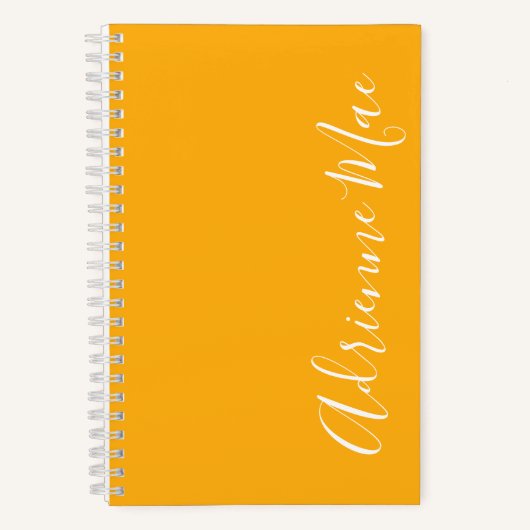 Eenvoudig elegant saffrongeel, gepersonaliseerd 5, notitieboek (Voorkant)