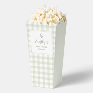 Eenvoudig Elegant Sage Green Gingham Baby shower Bedankdoosjes