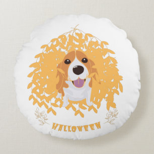 Eenvoudig Elegant Schattige mijn hond en halloween Rond Kussen