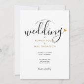 Eenvoudig Elegant Schrift Gouden Hart Foto Bruilof Kaart (Voorkant)