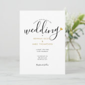 Eenvoudig Elegant Schrift Gouden Hart Foto Bruilof Kaart (Staand voorkant)